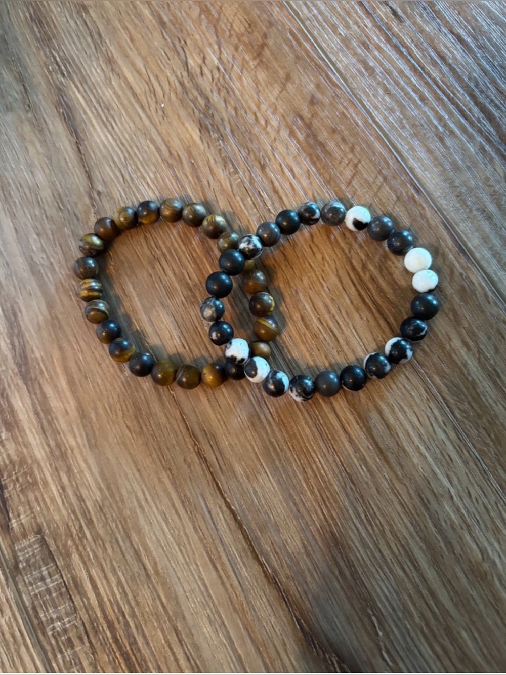 Beaded Stretch Bracelet Set - Women Jewelry Tigers Eye and Zebra Jasper